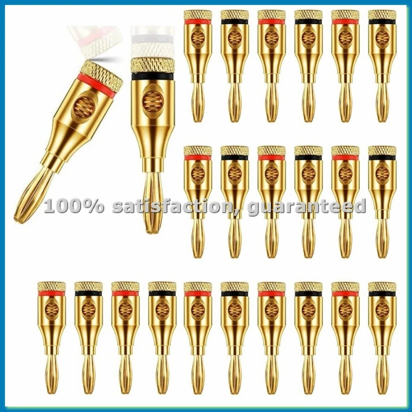 24pcs 4mm Gold-Plated Musical Cable Wire Banana Plug Audio Speaker Connector Musical Speaker Cable Wire Pin Connector-ABFB