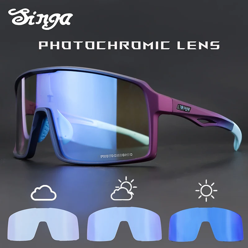 Lunettes de cyclisme photochromiques Lunettes de soleil de cyclisme Singa Lunettes de soleil UV400 Lunettes de course Lunettes de vélo Équipement de lunettes de soleil