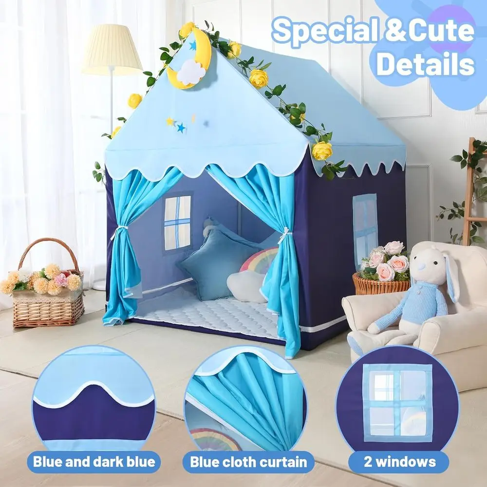Barraca infantil com tapete, luzes estreladas – Barracas de brincar infantis para crianças, barracas internas para brincar, barraca de princesa para meninas