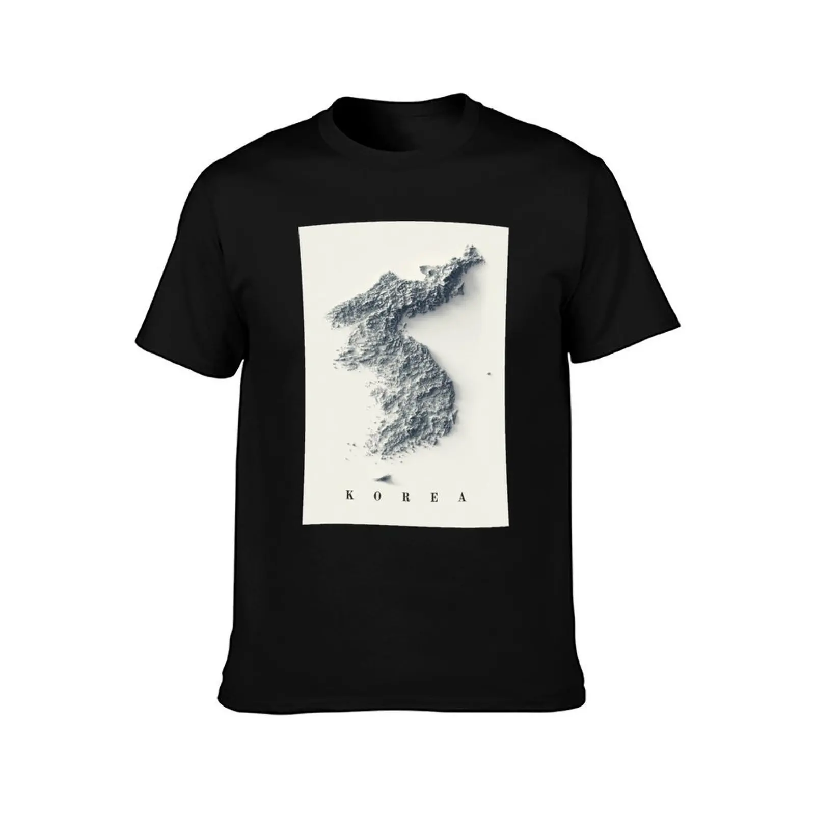 North and South Koreas Relief Map 3D digitally-rendered T-Shirt, Summer Casual Cotton Tee, Oversized Streetwear Tops