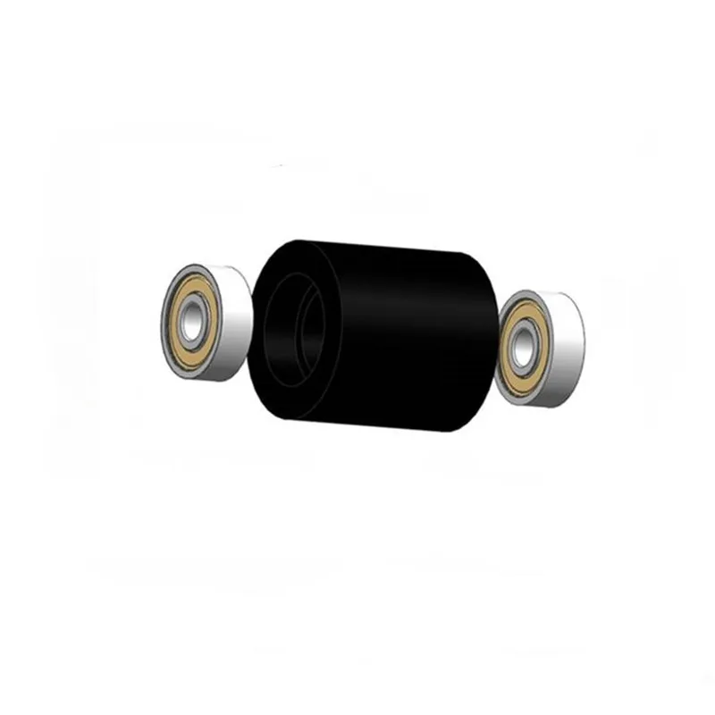 1pc 5/6/8/10mm bore double bearing polyurethane guide pulley PU pulley mute silence rubber coated bearing roller wheel