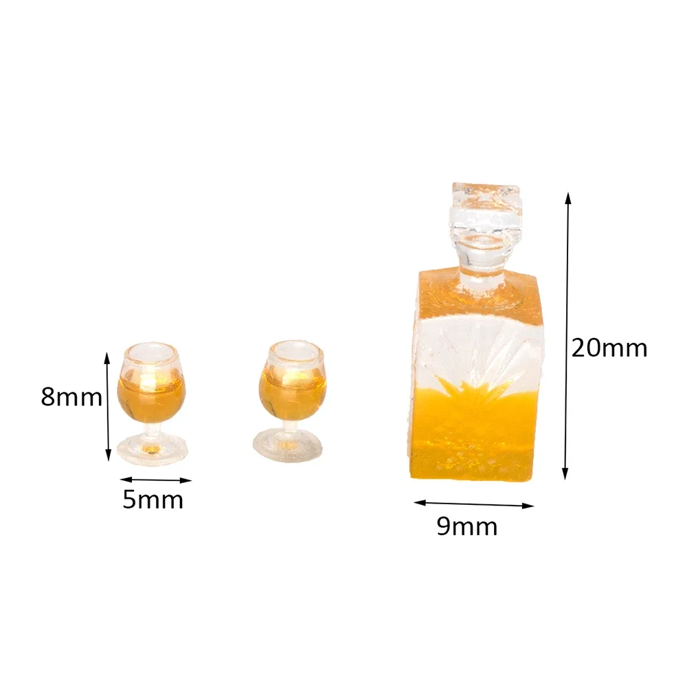 1/12 Dollhouse Miniature Accessories Mini Wine Bottle Goblet Set Simulation Drinks Model for Doll House Decoration ob11