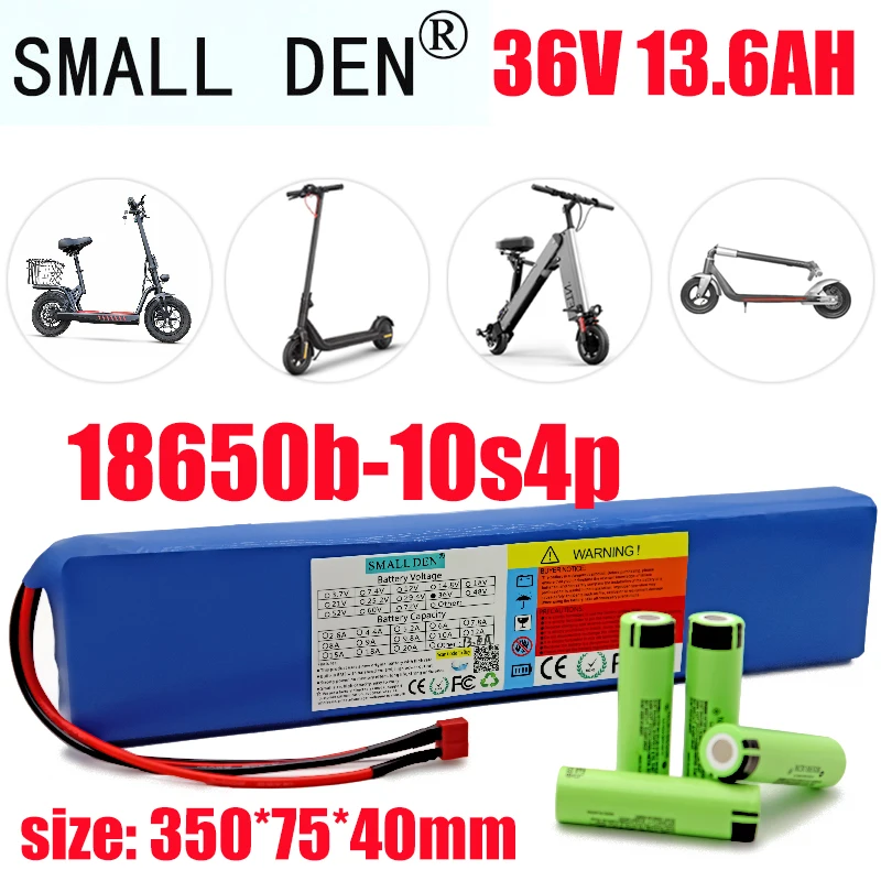 New 36v 13.6ah 18650b-10s4p lithium battery 42v 0-250w suitable for electric scooters, scooters, bicycle motors with BMS