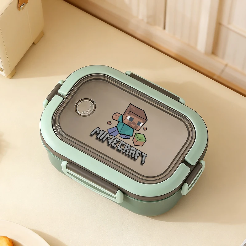 Lancheira Bento com Tema de Jogo Minecraft, Caixa Portátil para Frutas e Alimentos, Lancheira para Micro-ondas, Caixa para Piquenique, Recipiente para Alimentos de Estudantes, Presente