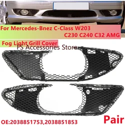2x Car Fog Light Vent Grill Cover For Mercedes-Bnez C-Class W203 C230 C240 C32 AMG Bumper Foglight Grille 2038851753,2038851853