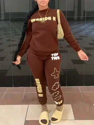 LW Round Neck Letter Print Tracksuit Set Women Outfit 2022 Autumn winter 2 Two Piece Set Streetwear Tracksuit Sweatshirt Pants