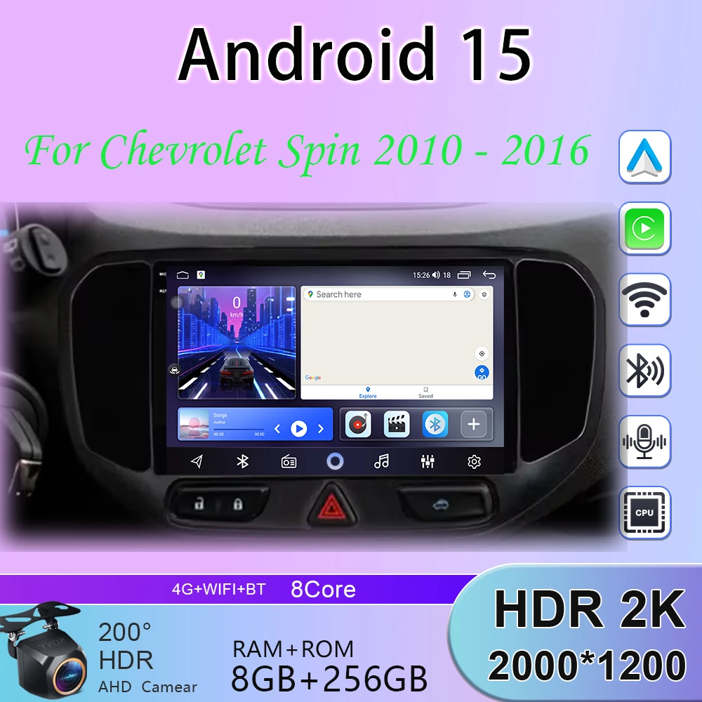 

5G WIFI TS10 For Chevrolet Spin 2010 - 2016 Android 15 4G Car Radio Multimedia QLED Video Player Navigation Stereo GPS 2 Din DVD