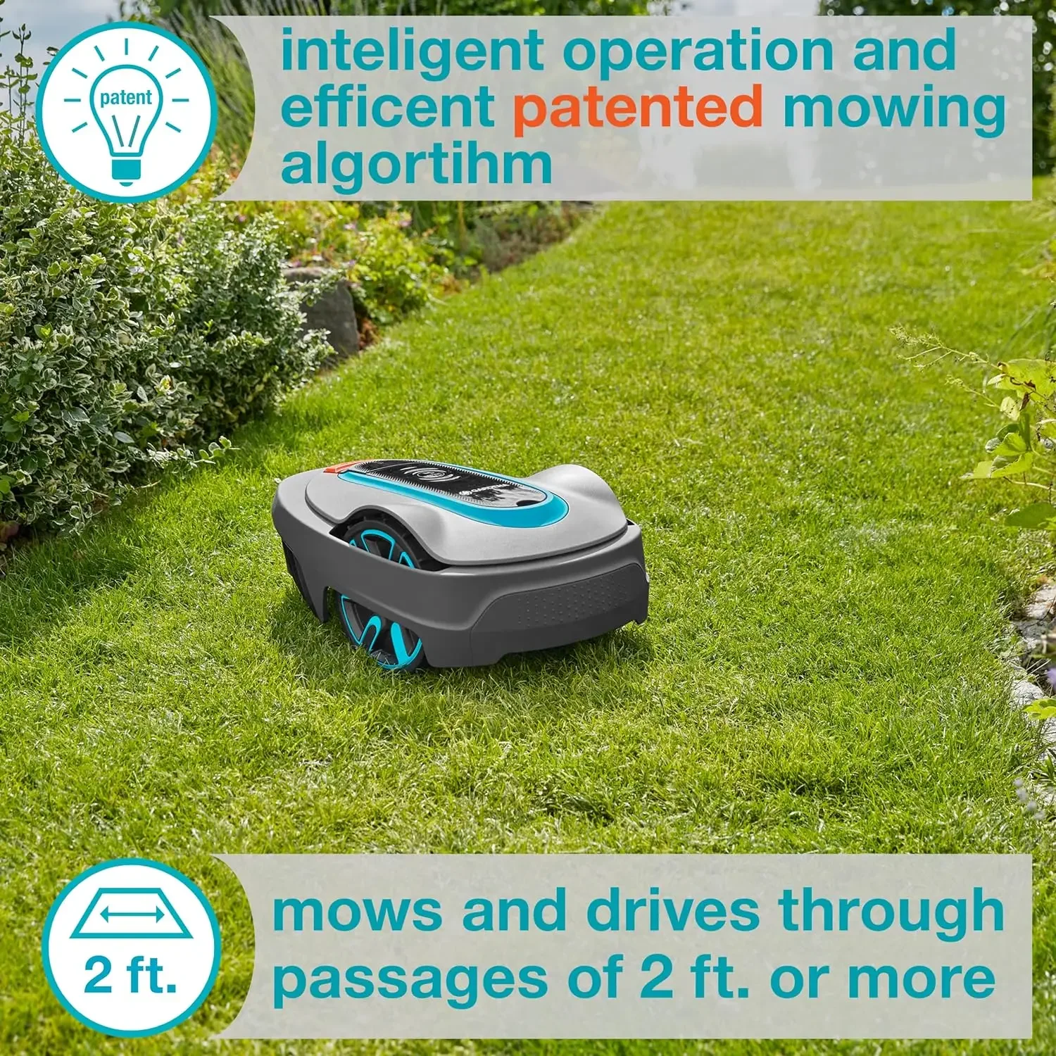 Minimo Automatic Robotic Lawn Mower with Bluetooth app, Boundary Wire - For lawns up to 2700 Sq Ft, Made in Europe,