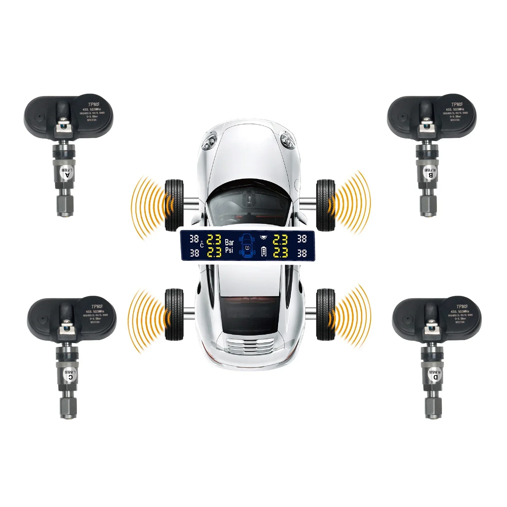 

2025 Hot Sell 6 Wheel Truck Wireless Pro Solar Car External TPMS Sensor 433.92 MHz Tire Pressure Monitoring System H6