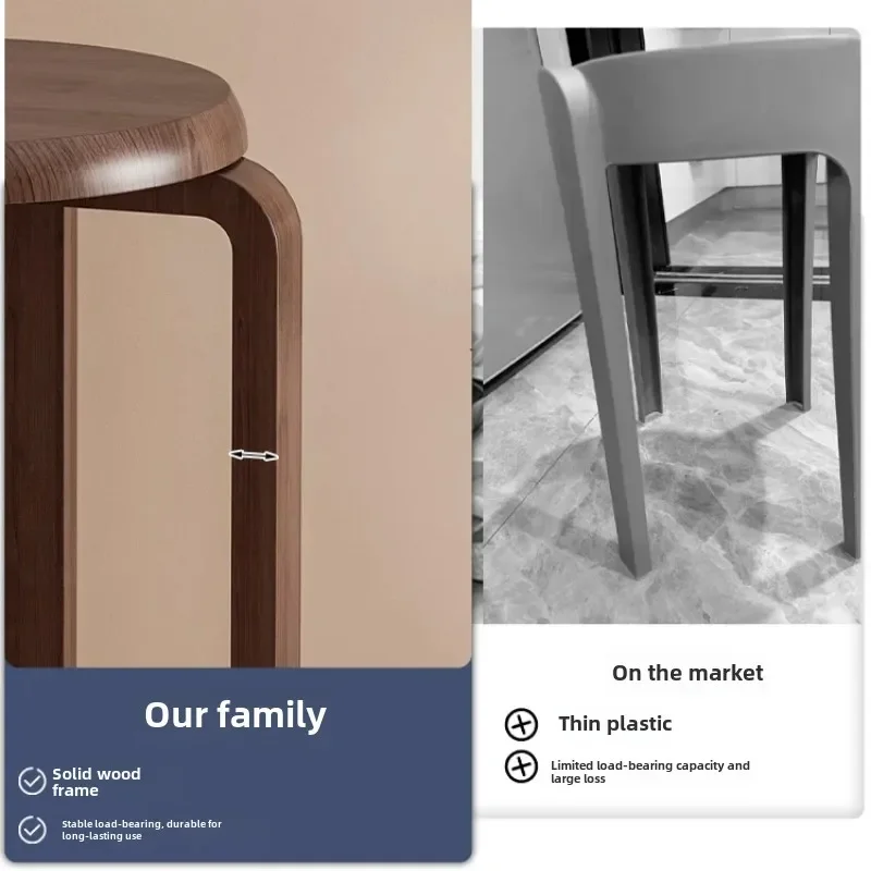 High Kitchen Storage Chair Wooden Vintage Dining Chair Tabouret Design for Room Furniture Round