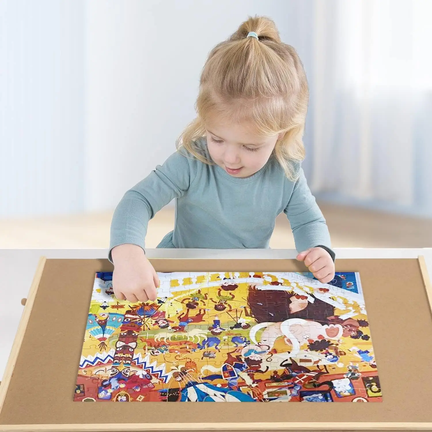 Puzzlebrett mit Schubladen für 500-teiliges Puzzle, 25 x 19 Zoll Holzpuzzles, Tisch für Erwachsene, Spiel, Organizer, Aufbewahrung, Zubehör