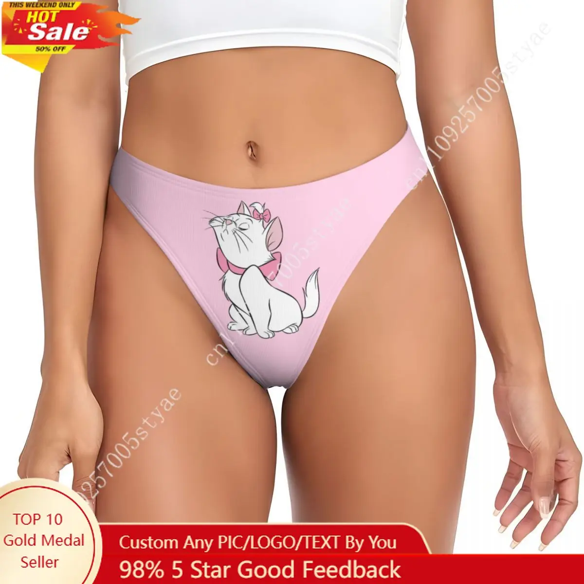 

Custom Women's Kitten Marie Cute G-string Thongs Female Soft Girly Animal Panties Underwear