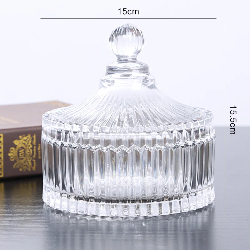 European Luxury Crystal Clear Glass Purification Degaussing Bowl Container Creative Jewelry Box with Lid Candy Jar Decoration