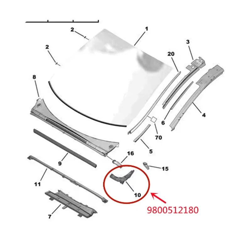 9800512080 9800512180 Suitable for Peugeot 3008 sponge FOAM  Windshield front foam rain collector sponge 8251GY 8251GZ