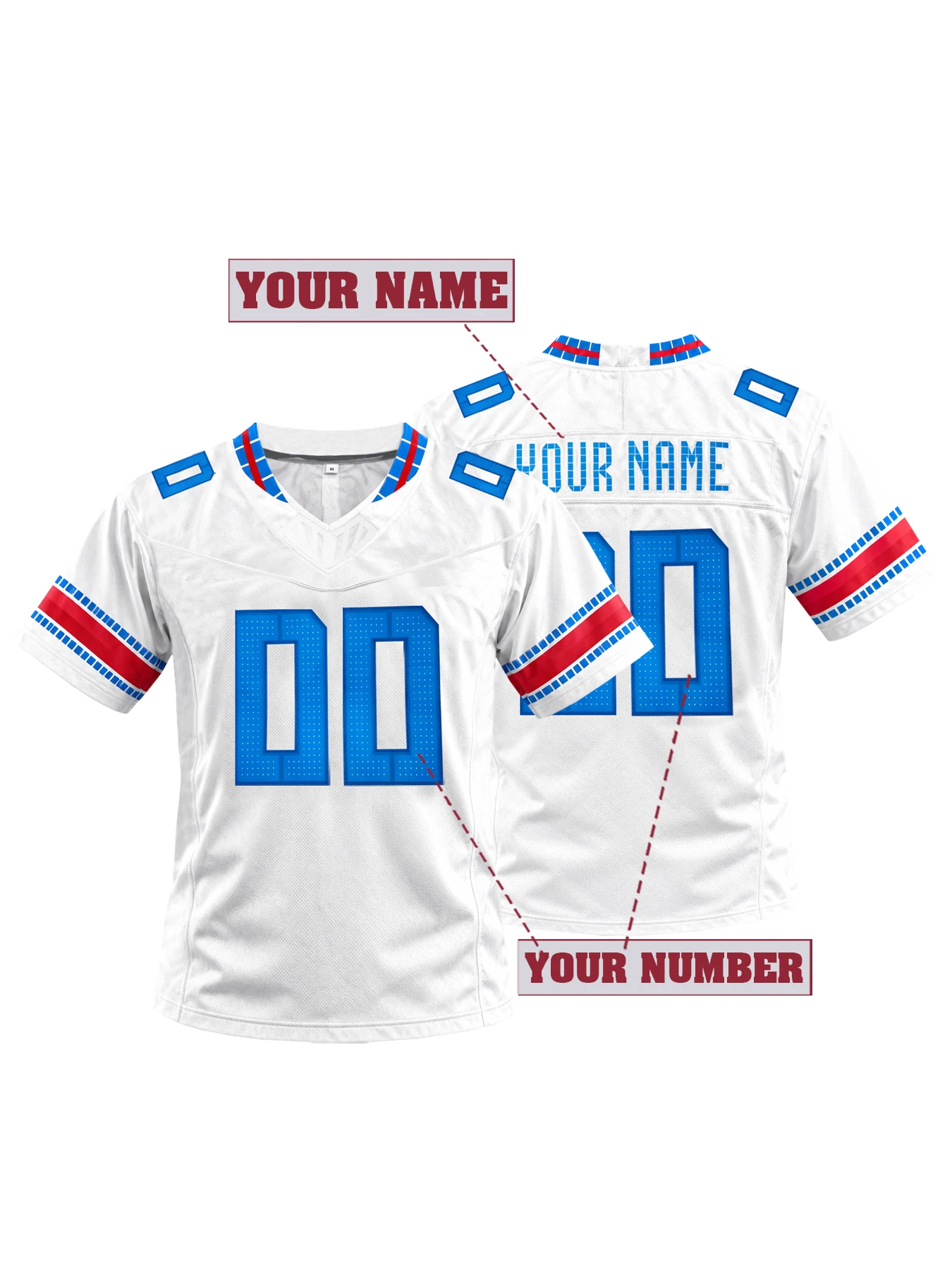 Houston Custom Stitched American Football Jersey Personalized Name and Number Men V-Neck Short Sleeve Sport Jersey Rugby Shirt