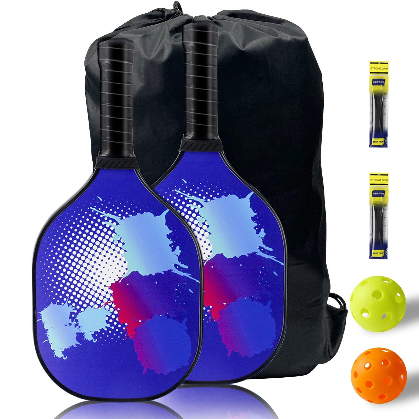 

CRESTGOLF Pickleball Set with 2 Premium Wood Pickleball Paddles & 2 Pickleballs & Bag & 2 Grip Tapes Gifts for Pickleball Lovers