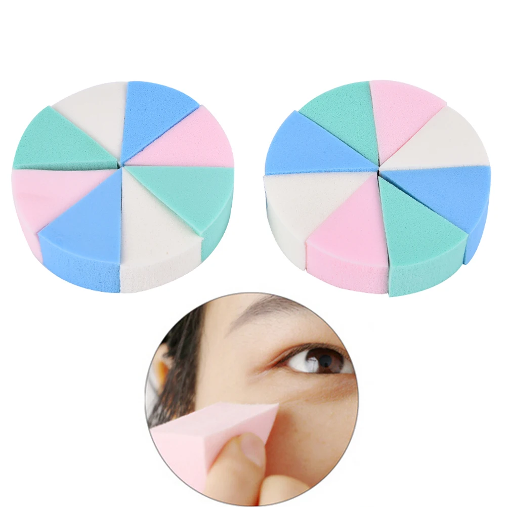 Makeup Sponge 8pcs Triangle Shaped  Candy Color Soft Magic Face Cleaning Cosmetic Puff Cleansing Wash Face Makeup Esponja