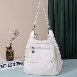 2024 Multifunctional Backpack Soft Washed PU Leather Shoulder Bags Large Capacity Fashion Backpack School Bag for Teenager Girls