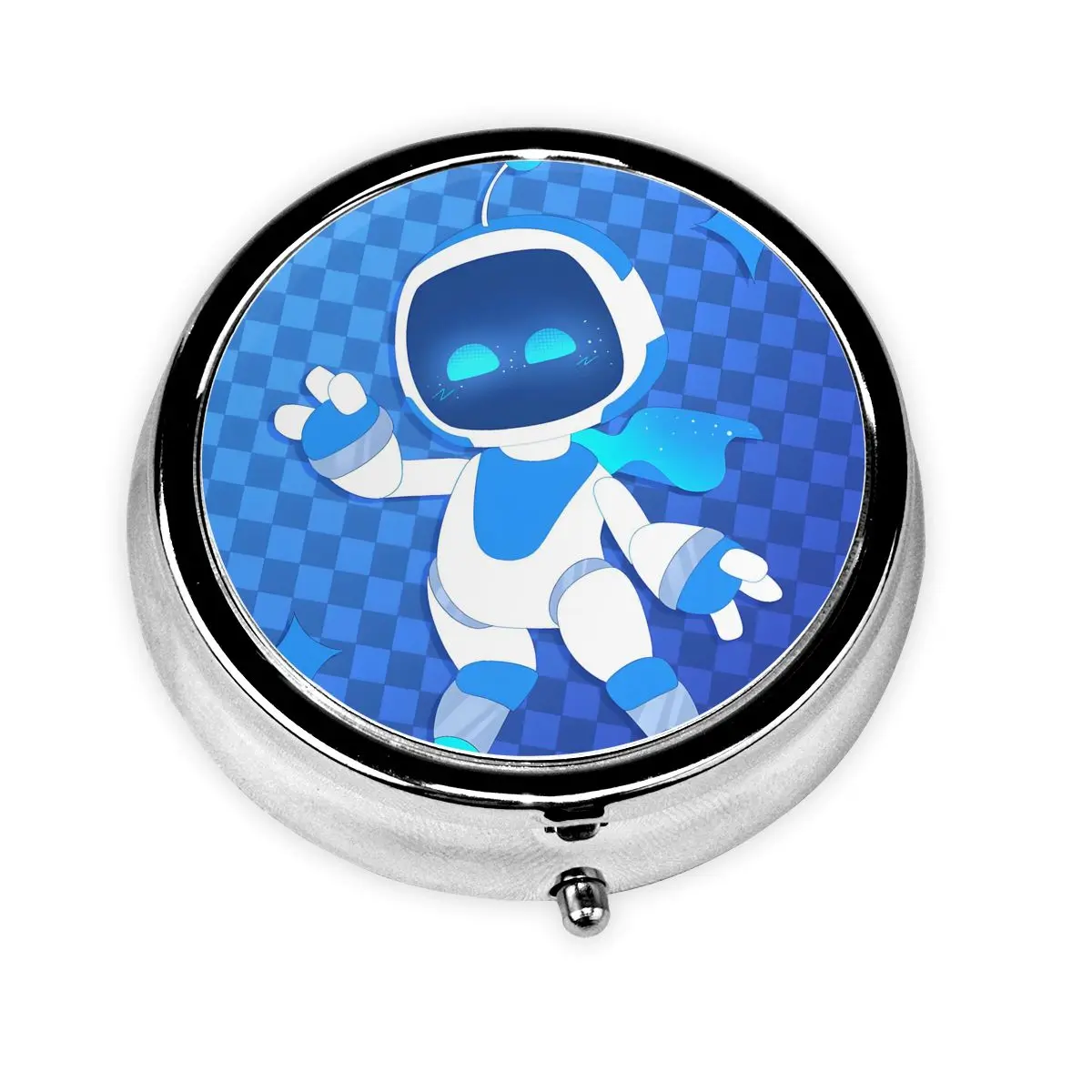 

Пользовательские игры A-Astros, круглые коробки для таблеток, космический робот, дизайн, мини-органайзер для таблеток с 3 отделениями, диспенсер для аптечек