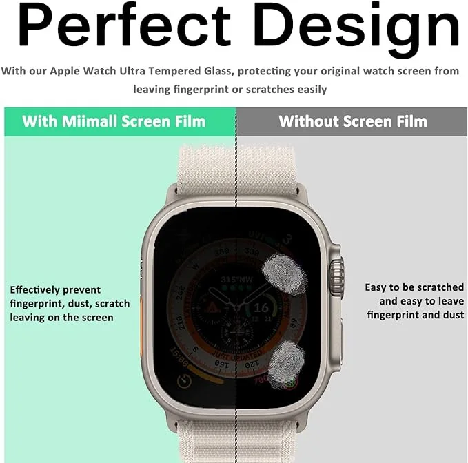 Apple Watch用強化ガラススクリーンプロテクター,超音波/ウルトラ2アンチスパイダー用9時間スクリーンプロテクター,49mmアクセサリー