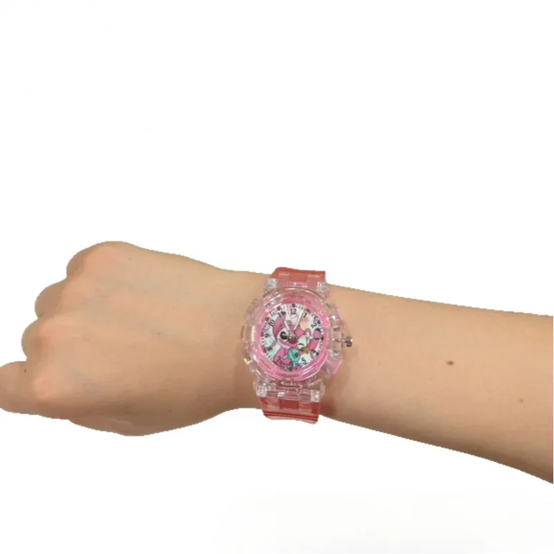 ديزني غرزة الملاك ووتش نمط Led متوهجة فلاش الأطفال الساعات لعب الأزياء كوارتز ساعة اليد هدايا عيد الميلاد للأطفال