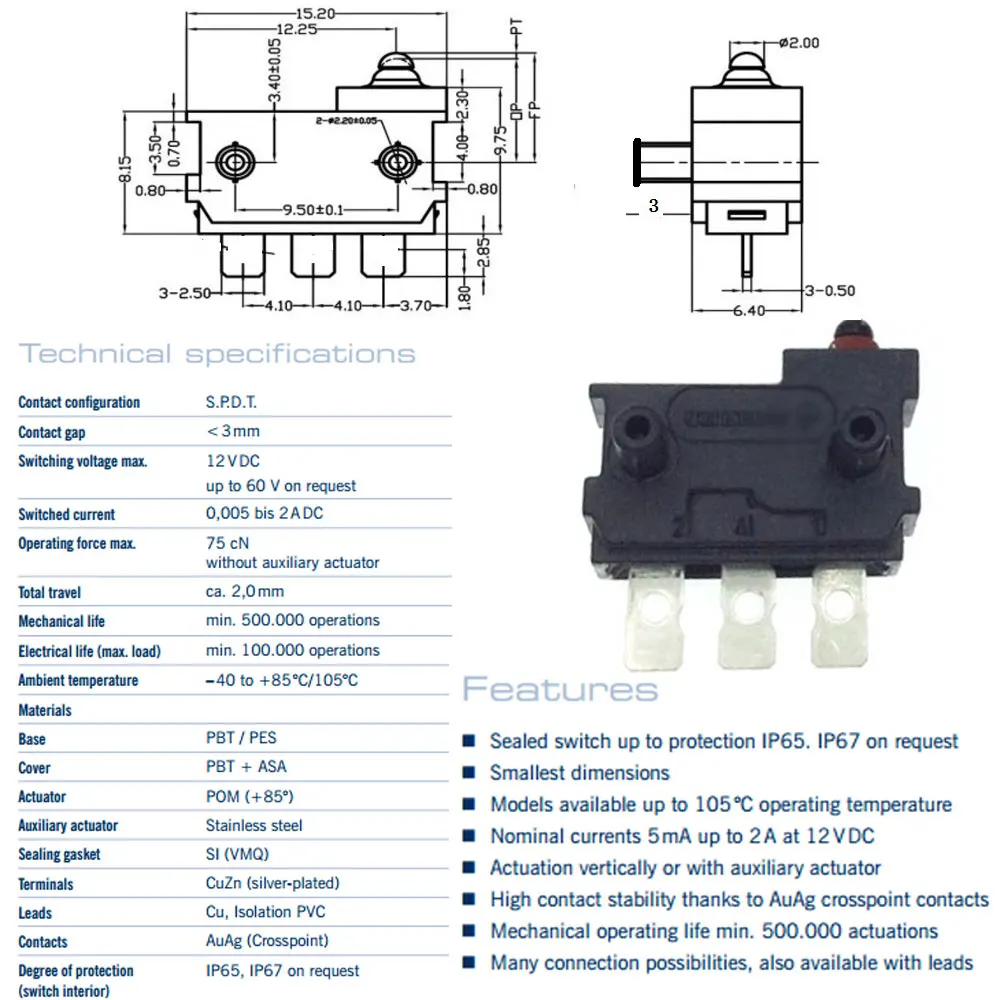 1-10Pcs for Ford Focus trunk tail door lock micro switch vertical small limit switch DJ1G-AG10