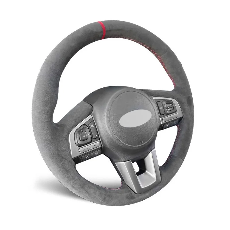 Genuine Leather Suede Steering Wheel Cover Wrap Red Thread Car Accessoires Specifically for SUBARU LEGACY XV OUTBACK FORESTER