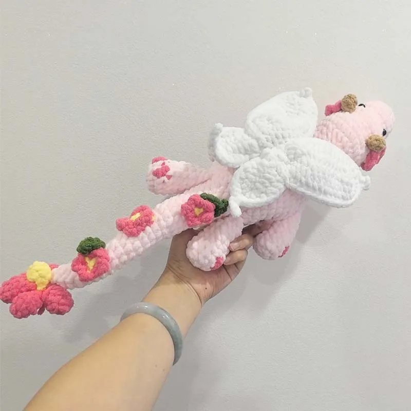 Peluche drago fatto a mano all'uncinetto, bambola drago fiore morbido per decorazioni per la scuola materna del bambino, regalo per bambini, regalo di compleanno, regalo per la doccia del neonato