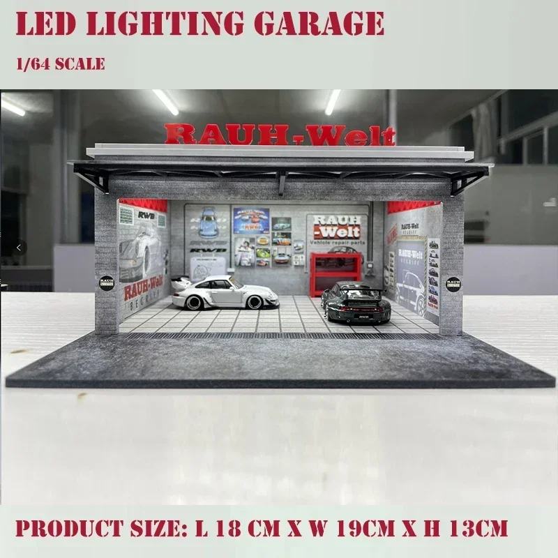 Assemble Diorama 1:64 RWB Coating LED Lighting Garage Use For Model Car Display Station