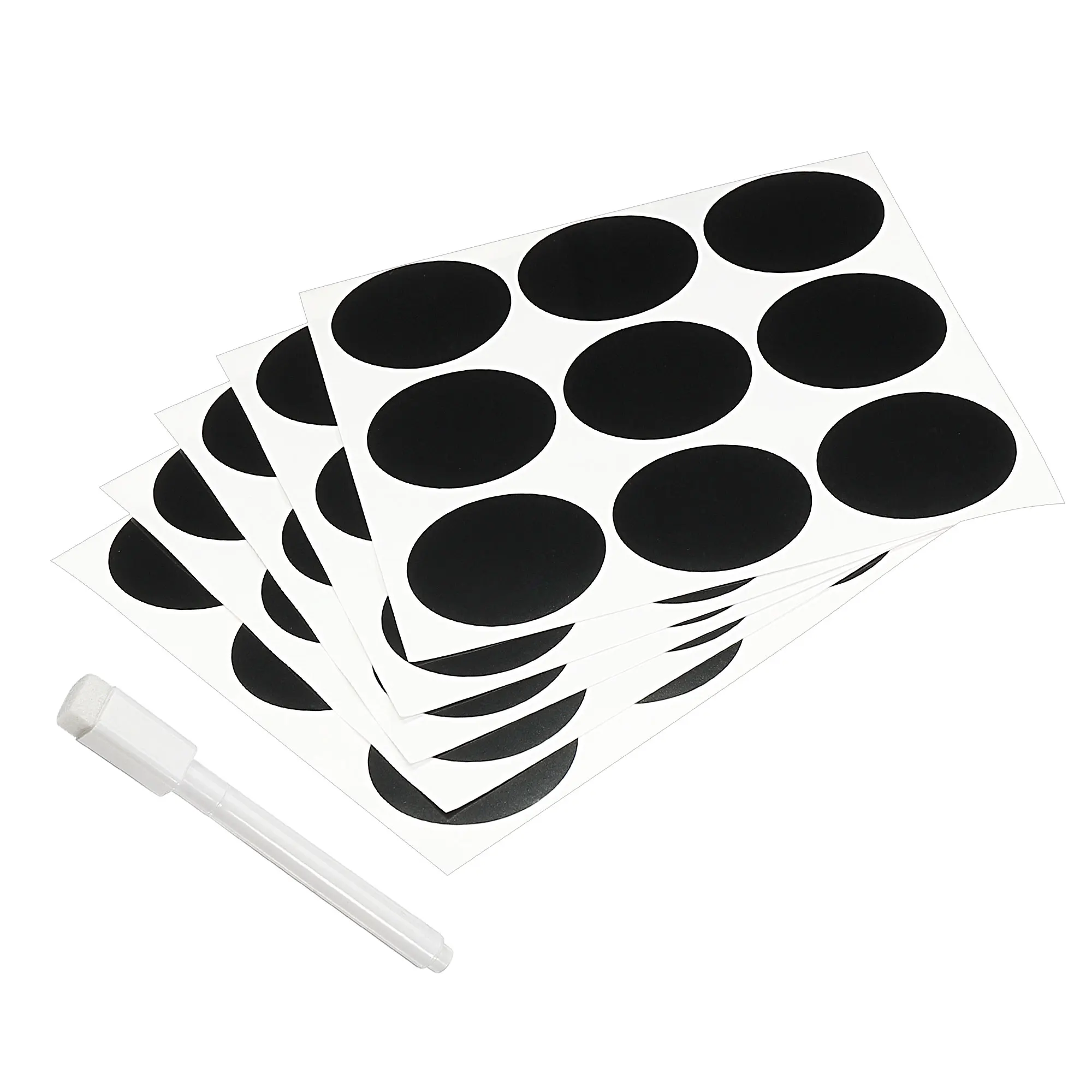 72/144Pcs Round Black Blackboard Sticker Labels Chalkboard Kitchen Spice Label Stickers Home Bottles Tags Erasable Marker Pen