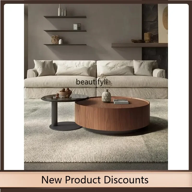 

K185 Italian Minimalist Style Size round Coffee Table Combination Small Apartment Simple Living Room Home Tea Table