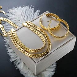 ZMFashion Retro Overlapping Braided Thick Chain Snake Bone Popular Necklace Bracelet Set For Women Men Stainless Steel Jewelry