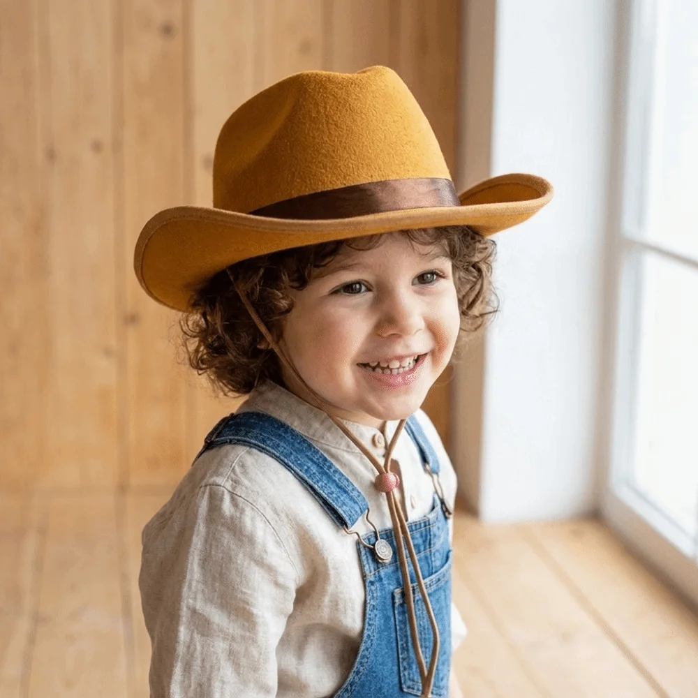 Classic Solid Color Cowboy Hat Wide Brim Felt Jazz Hat Punk Ethnic Style Western Cowboy Hat Cowgirl Party Decorations
