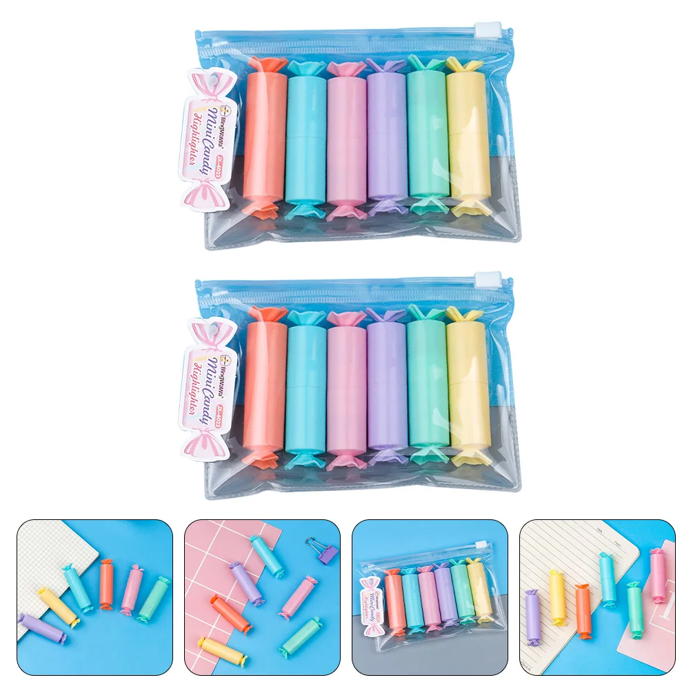 

12Pcs Candy Shaped Highlighters Decorative Marking Pens Quick Dry Graffiti Stationery for School Work