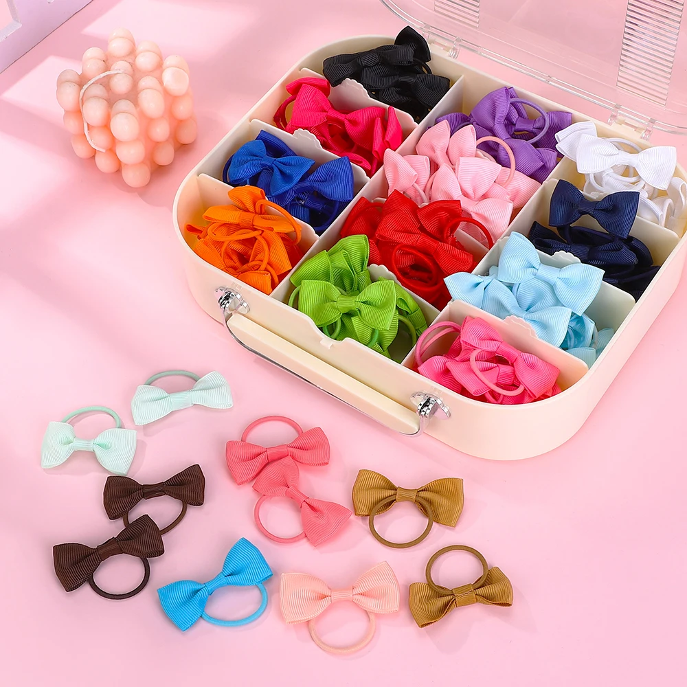 5/10/20Pcs/Lot Baby Bows Ribbon Hair Rubber for Girls Ties Elastic Hairbands Infants Pigtail Holders Hair Accessories Wholesale