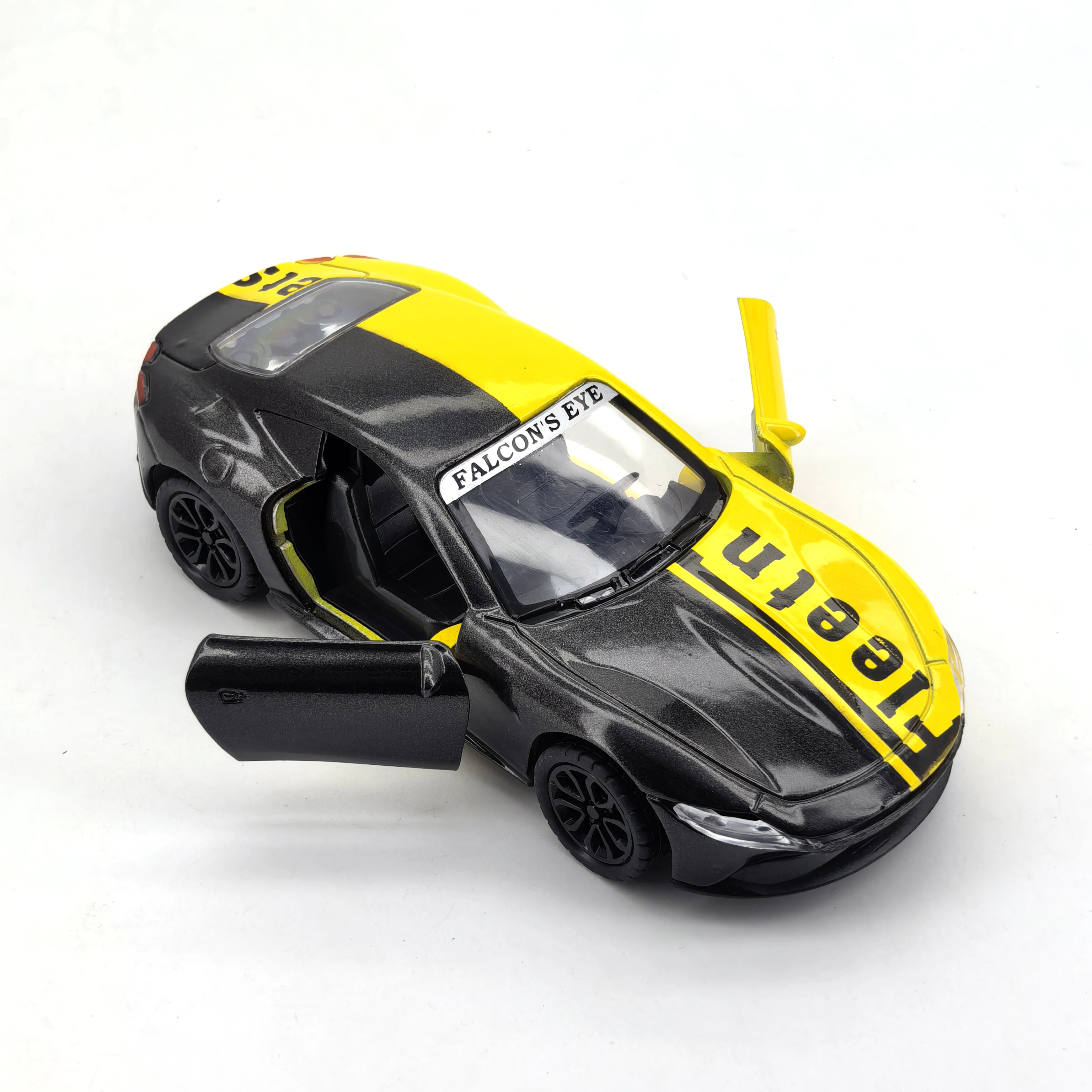 Children’s alloy spring-powered car model, boy-themed, realistic, collectible, racing car, toy car, new model.
