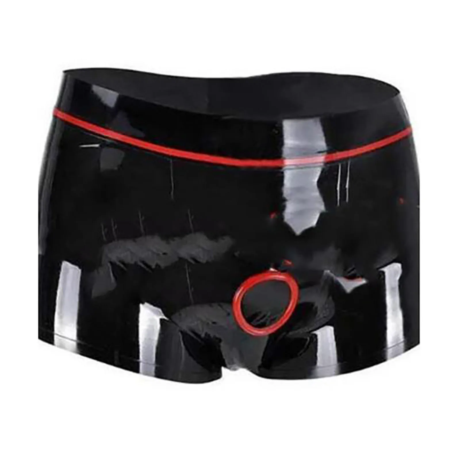 

MONNIK Boxer Shorts Latex Tight Underpants with Front Penis Hole Ring Sexy Latex Men Briefs Tight Underwear for Party Bodysuit