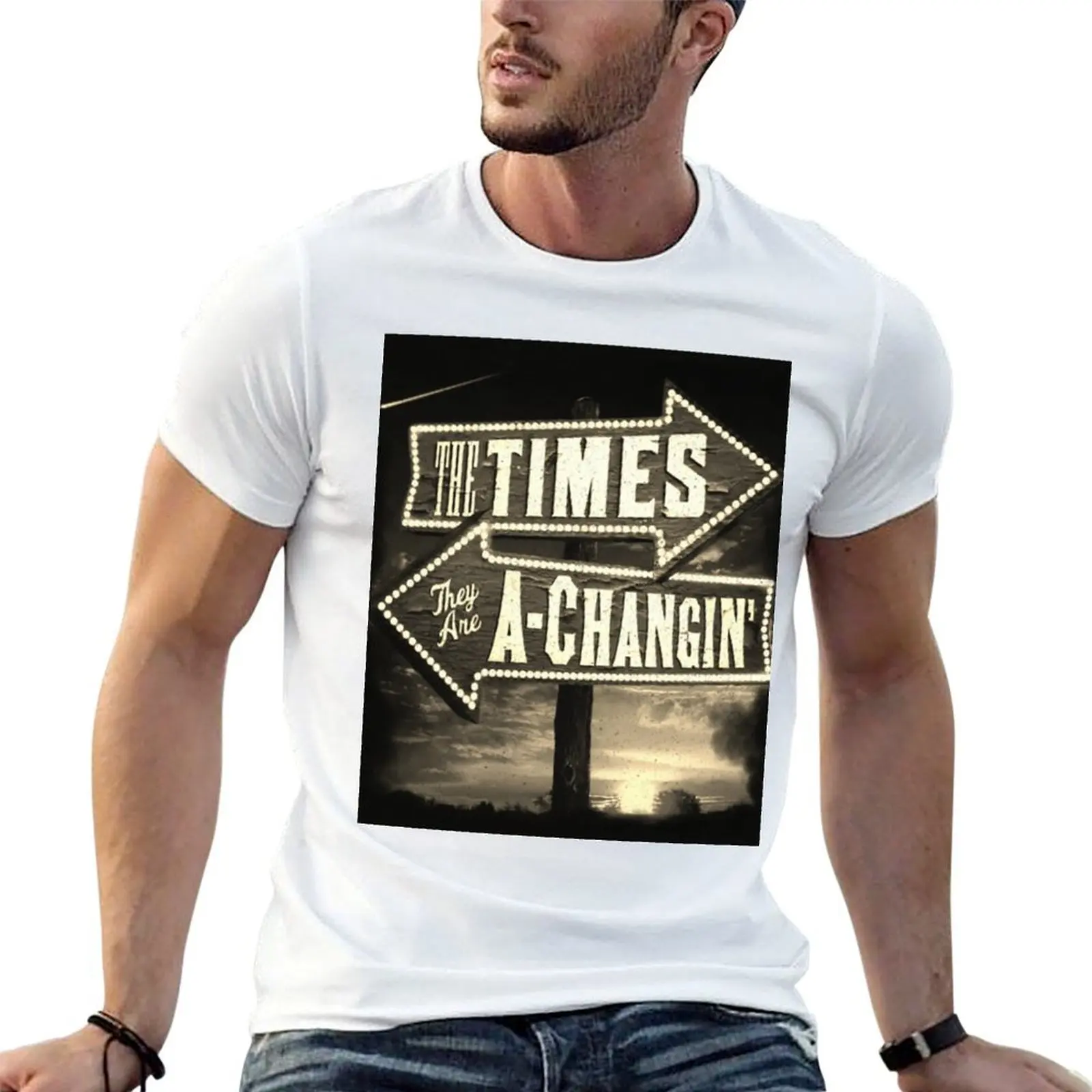 Футболка THE TIMES THEY ARE A-CHANGIN BLACK WHITE, повседневная, простого дизайна, с короткими рукавами