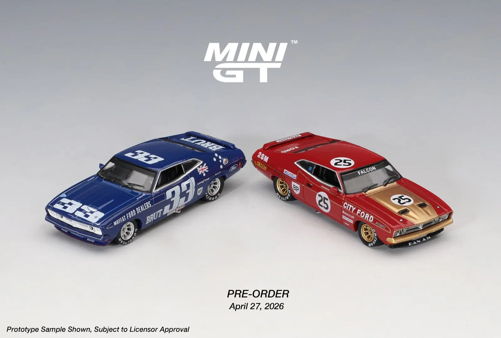 MINIGT 1/64 Ford XB Falcon GT # 25 1975 # 33 1974 Bathurst 1000 Australische Sonderedition Auto Legierungs-Spielzeug Druckguss-Metallmodell