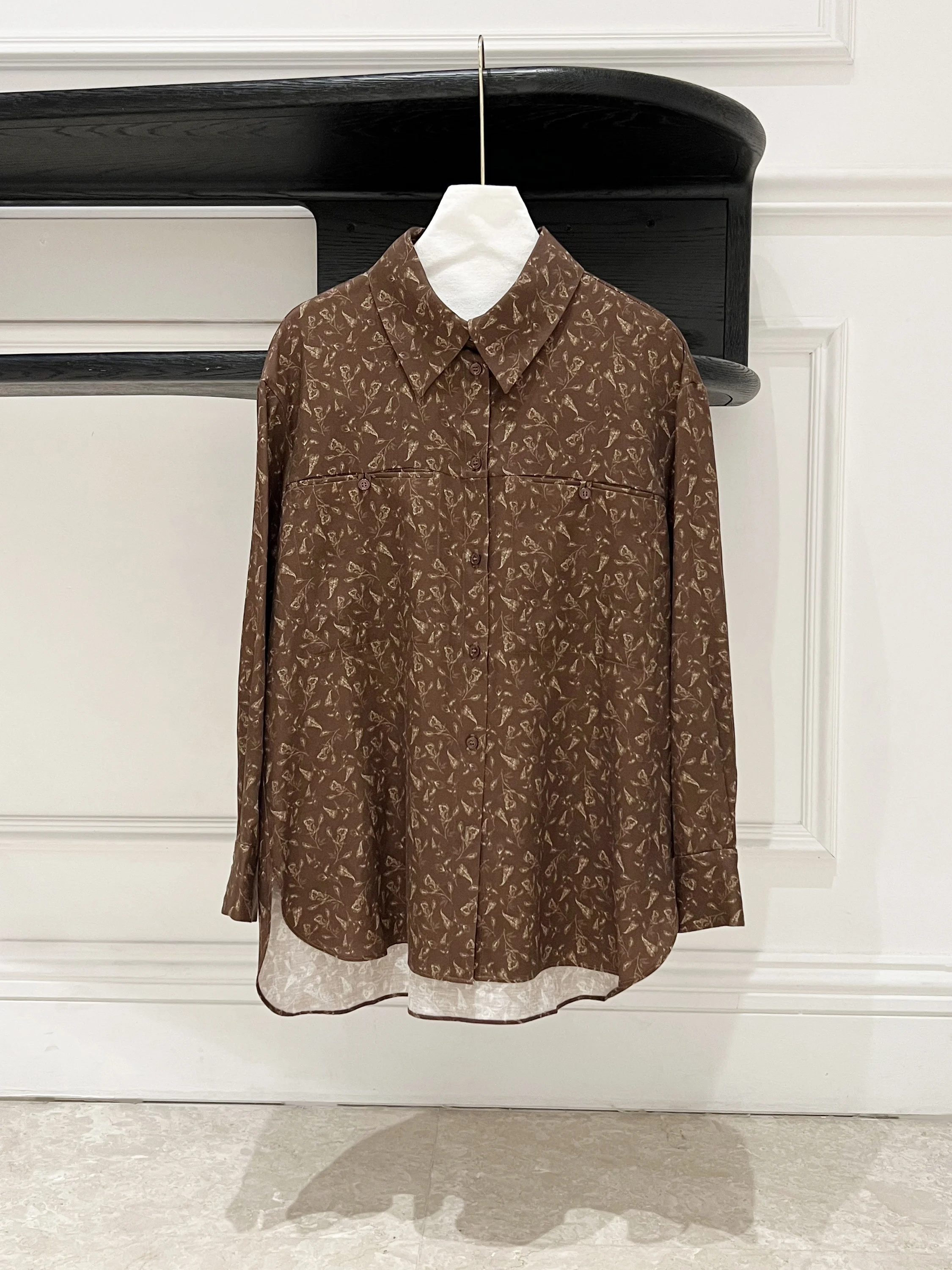 

Весенне-летний женский льняной топ свободного кроя с цифровым принтом и воротником на одной пуговице, универсальный топ для поездок на работу, длинный све