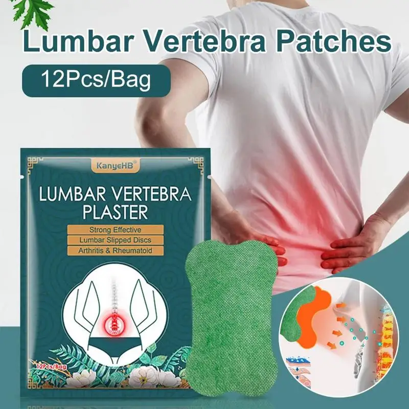 Lumbar Patch 12 Pcs Wormwood Patches For Neck Self-Heating Muscle And Joint Heat Stickers To Relieve Joint Swelling And Muscle