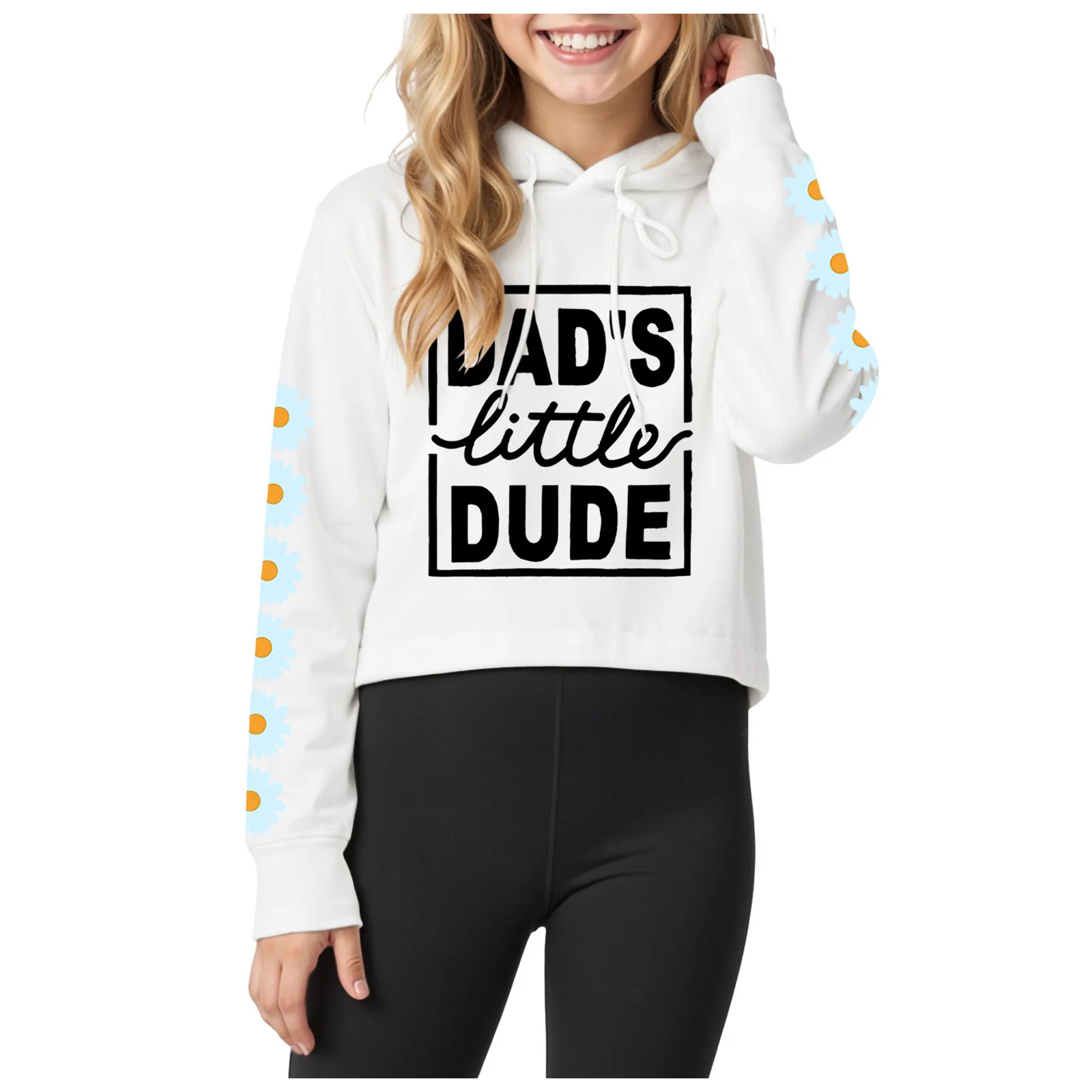 

Girls Sweatshirt Regular Long Sleeve 3d Printed Drawstring Fashionable Cropped Hooded Top Kids Casual Pullover Sweatshirts