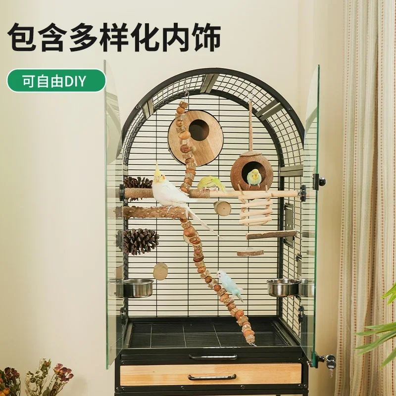 

Роскошная большая домашняя клетка для птиц из массива дерева