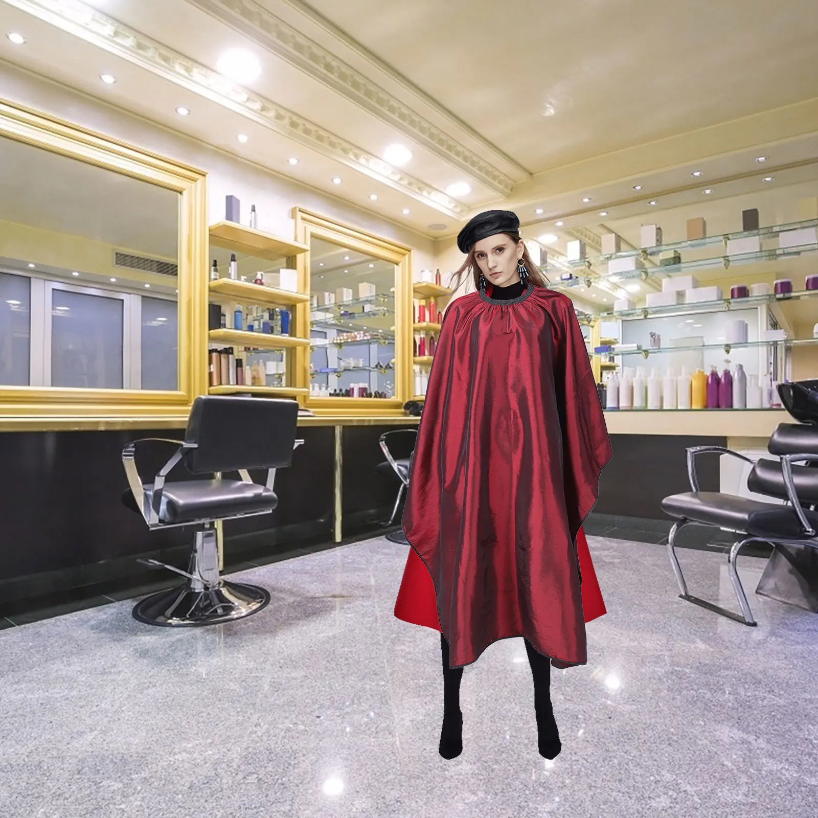 1PC Stylish Striped Haircut Apron Adjustable Hairdressing Cape With Sleeves Unisex Waterproof Salon Tool For Hair Dyeing