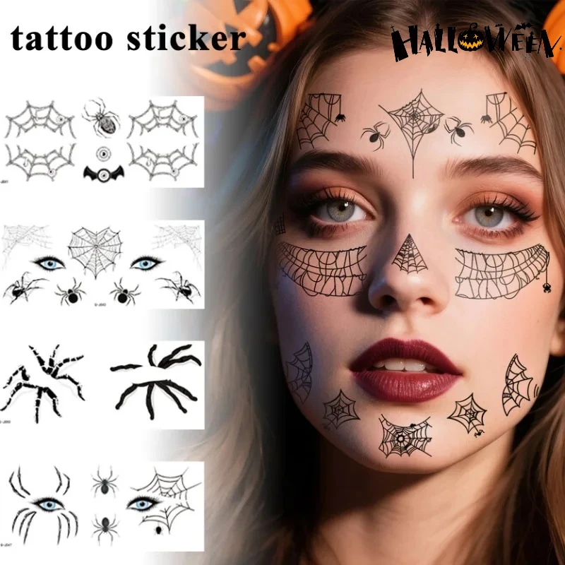 Halloween Easter Spider Web Fake Tattoo Stickers Face Body Art Temporary Waterproof Party Supplies for All Ages