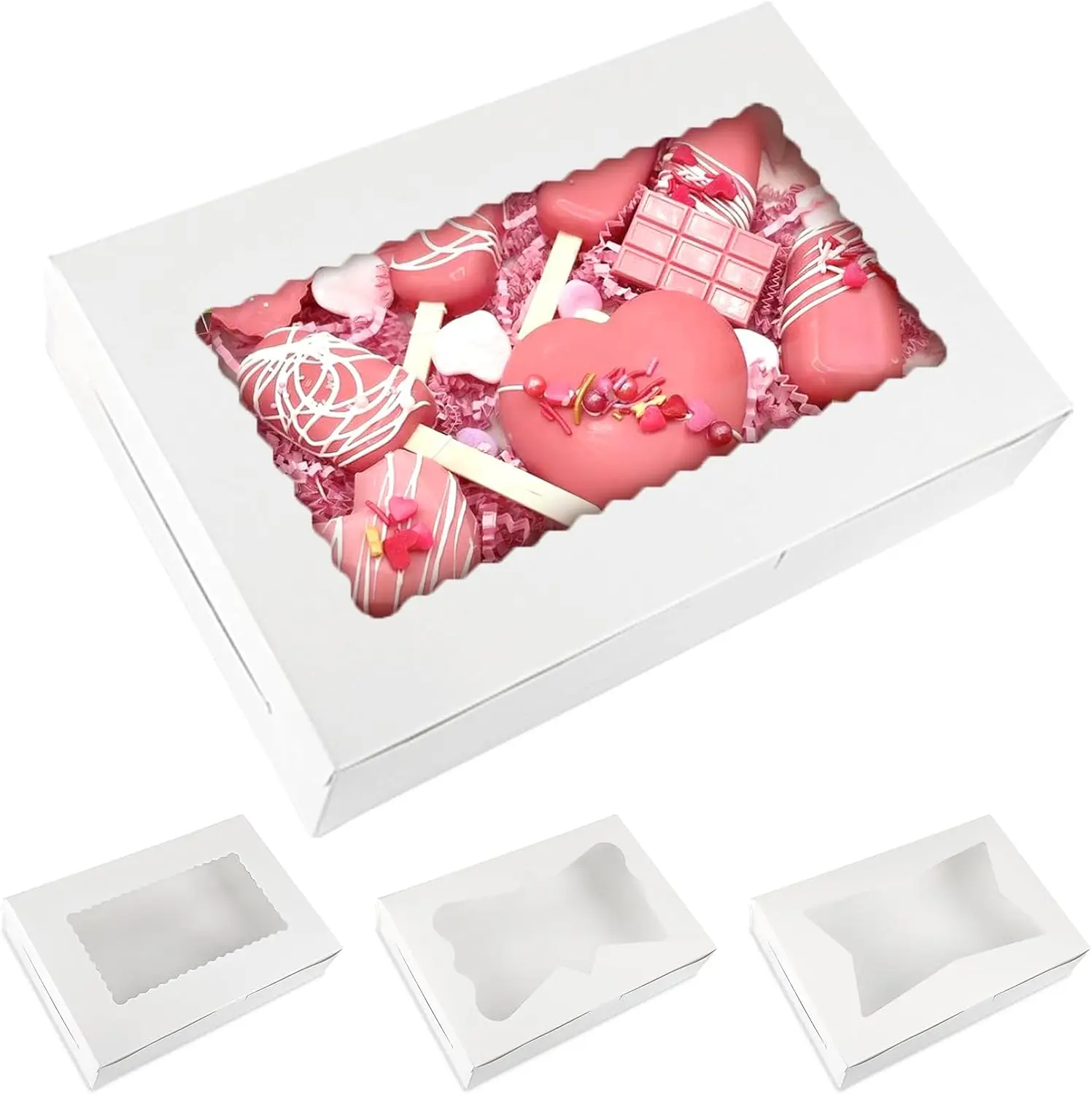 

48pcs White Bakery Boxes with Window, 12x8x2.5 Inches for Cookies, Desserts, Chocolate - Easy Assemble