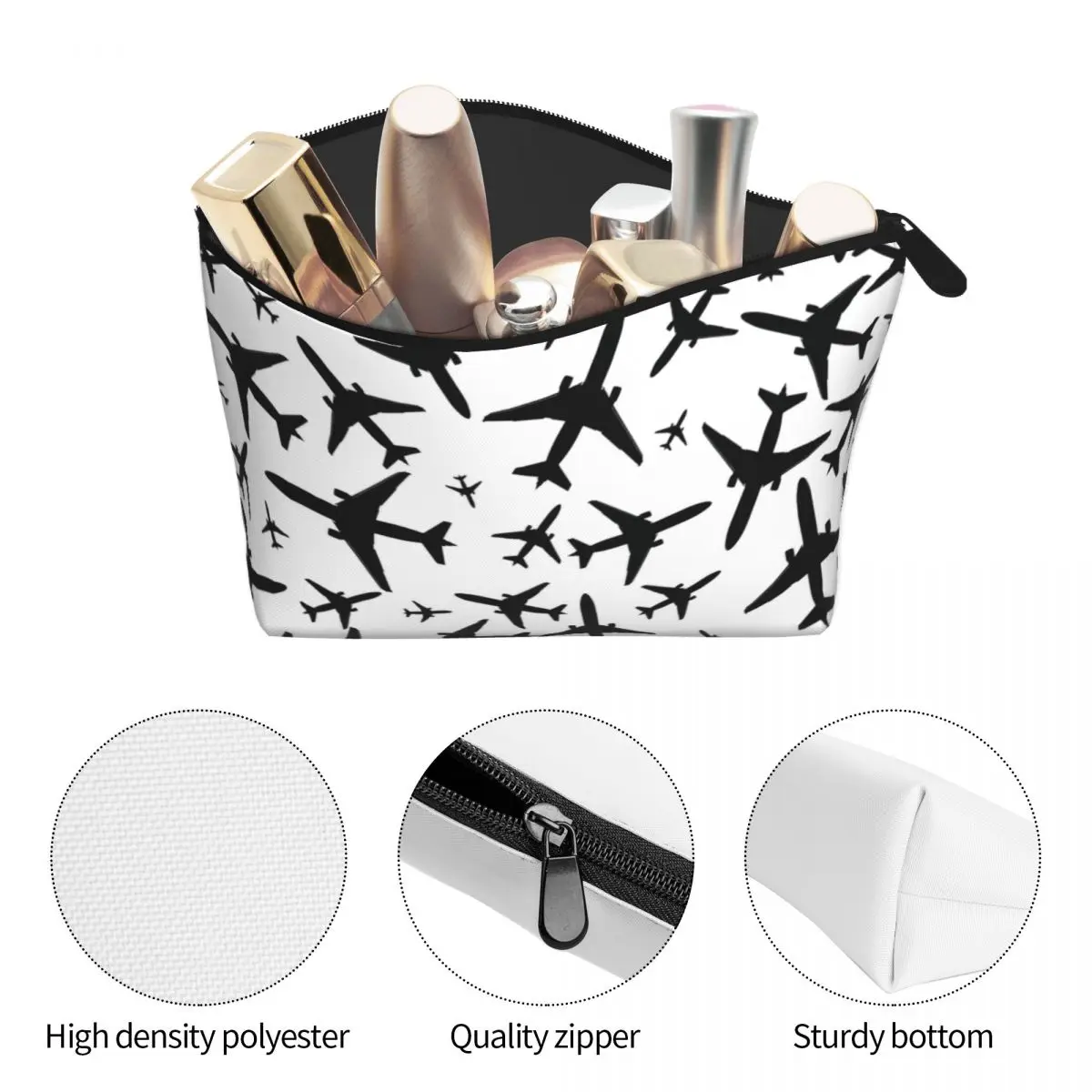 Custom Random Airplanes Travel Cosmetic Bag Aviation Fighter Pilot Makeup Toiletry Organizer Ladies Beauty Storage Dopp Kit