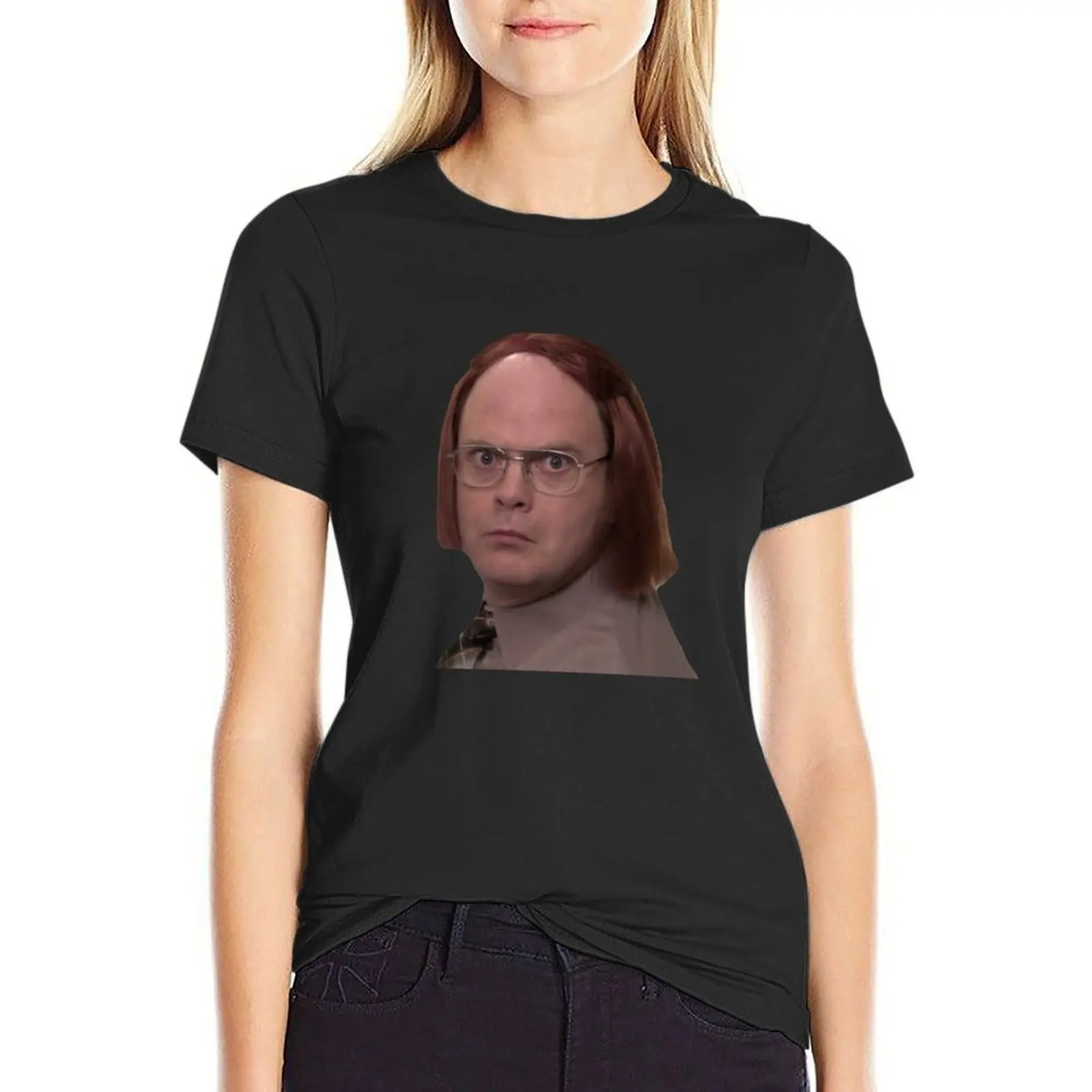 Dwight Schrute as Meredith T-Shirt animal print anime Short sleeve tee t-shirt dress for Women long