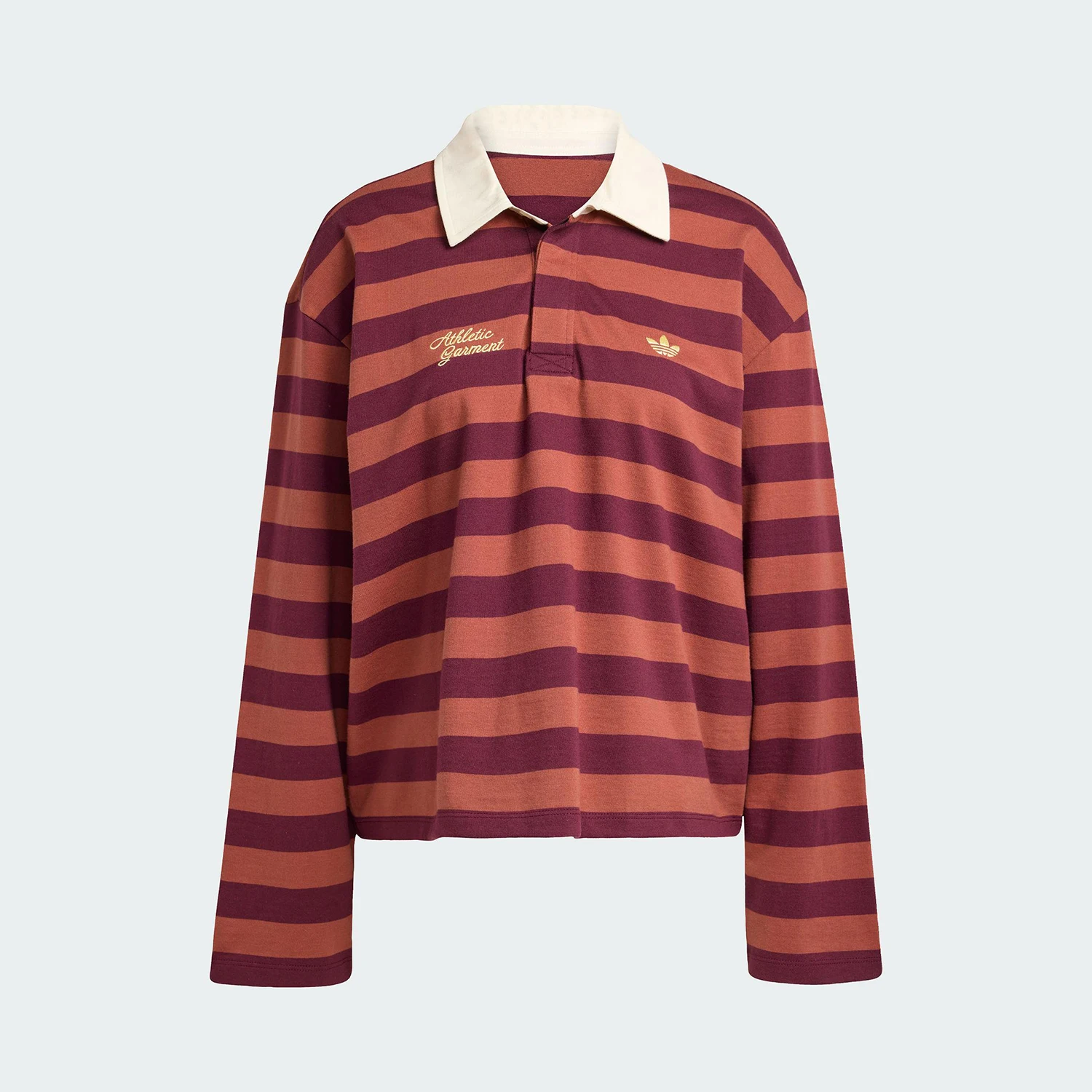 adidas-genuine-clover-women's-striped-lapel-sport-polo-shirt-kf2323