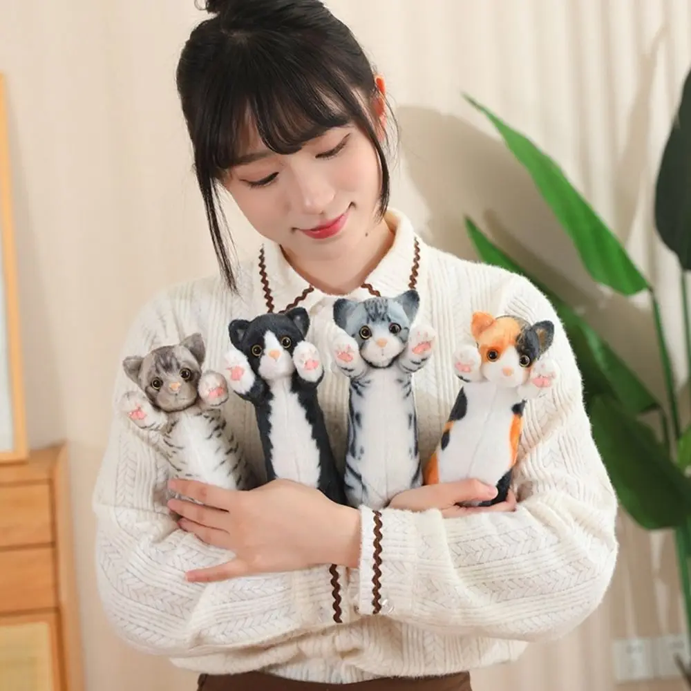 Brinquedos confortáveis pp algodão simulação gato de pelúcia em pé gato de pelúcia kawaii realista jumpping gatinho decoração de casa